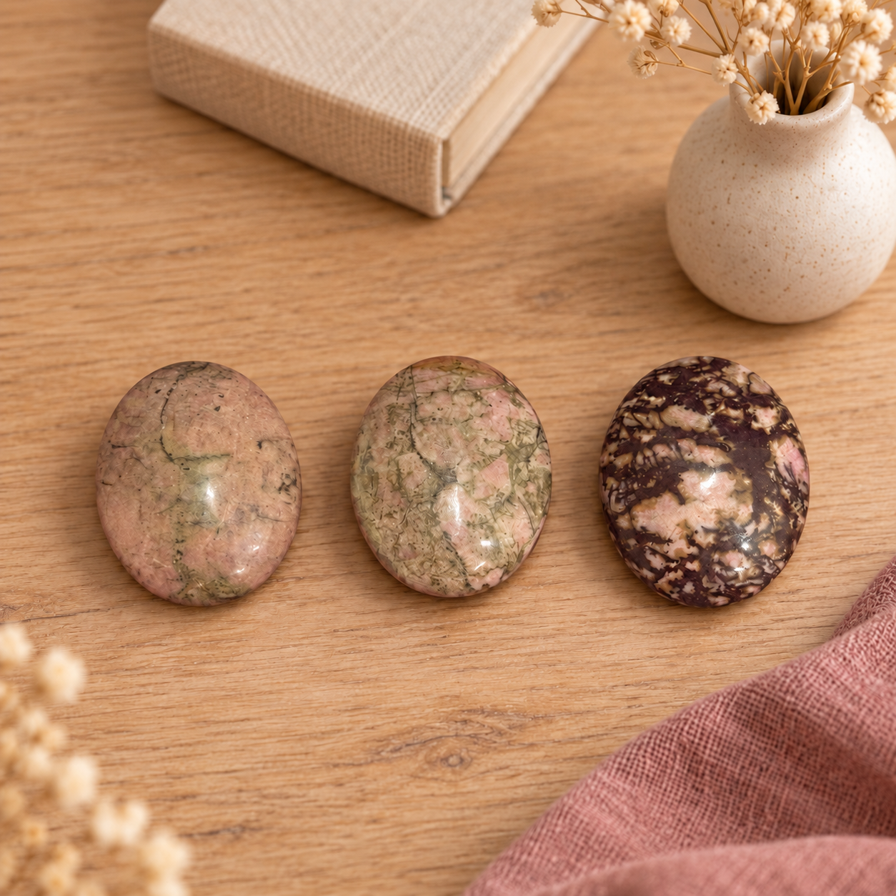 Galet en rhodonite