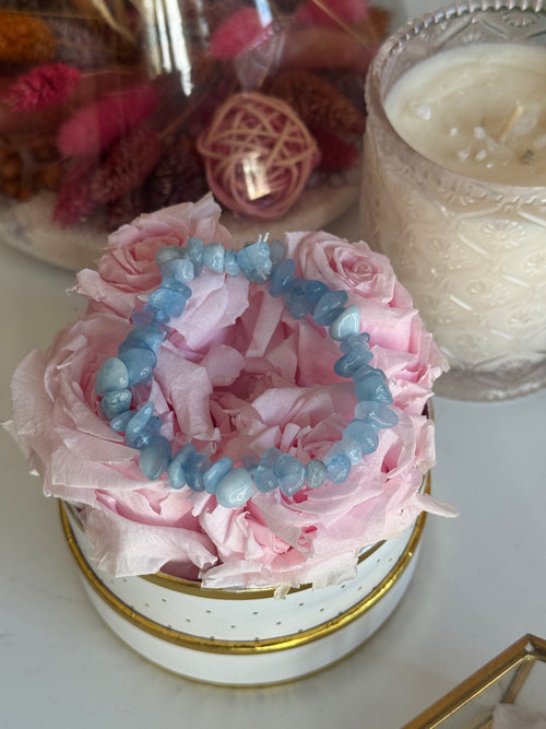 Bracelet chips en Aigue Marine