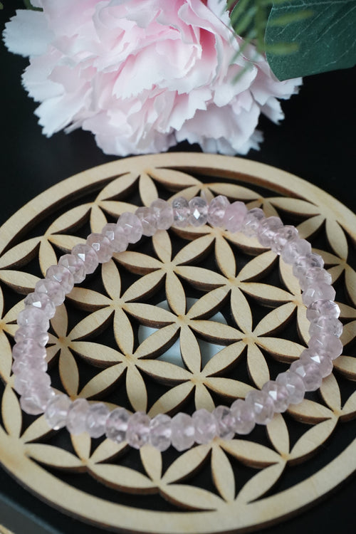 Bracelet rondelles facettées - Quartz rose