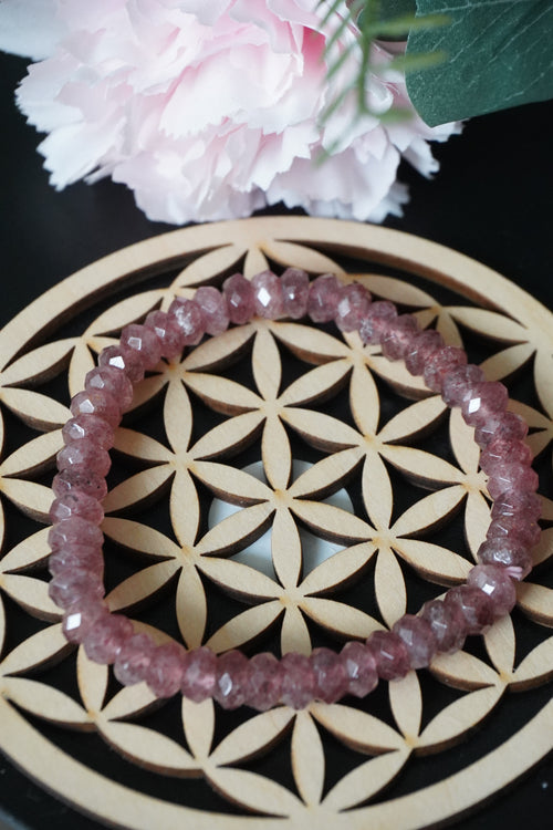 Bracelet rondelles facettées - Quartz fraise