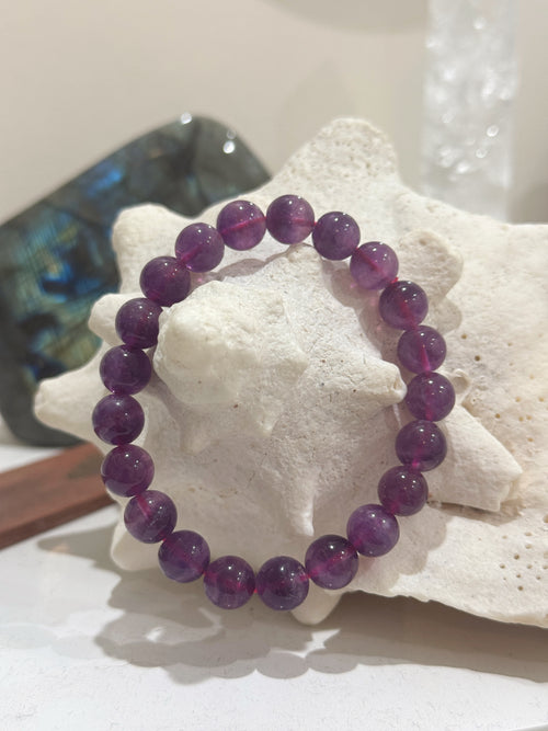 Bracelet uni en fluorite violette 8,5-9,5mm