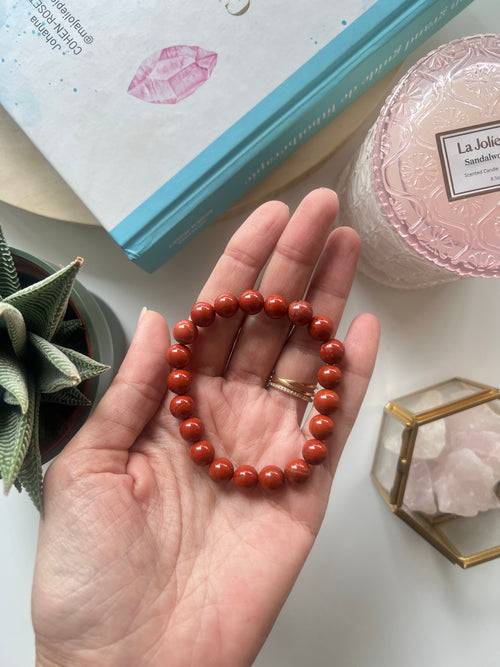 Bracelet en Jaspe rouge 8mm- taille unique