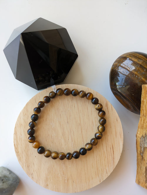 Bracelet uni en oeil de tigre 6mm- taille unique