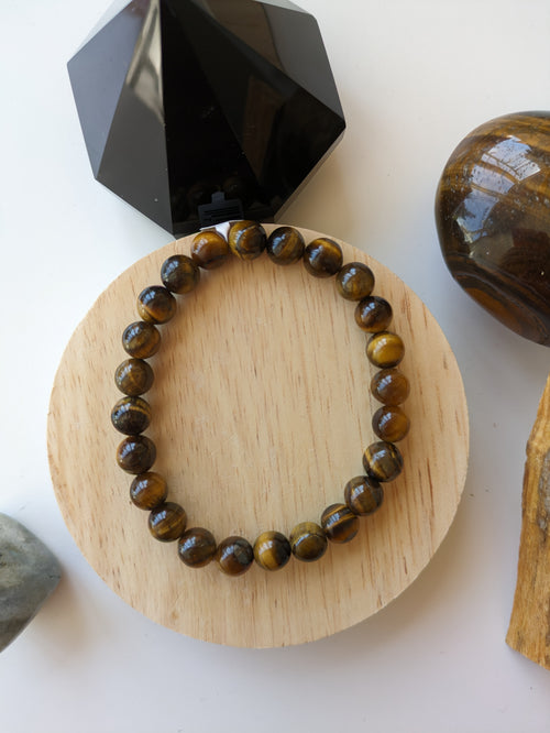 Bracelet uni en oeil de tigre- 8mm