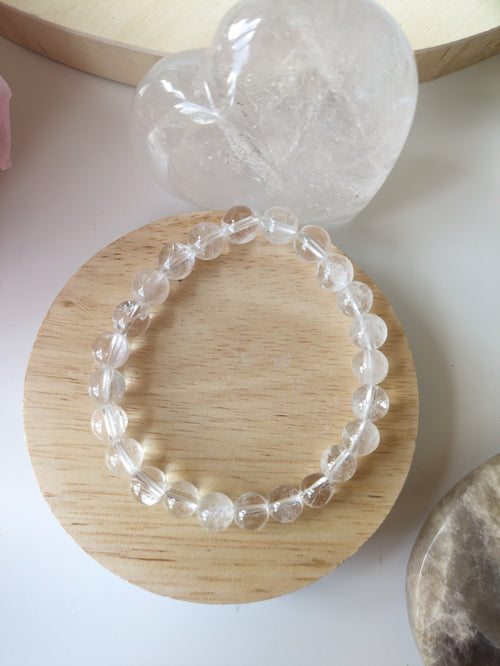 Bracelet uni cristal de roche - taille unique - 8mm