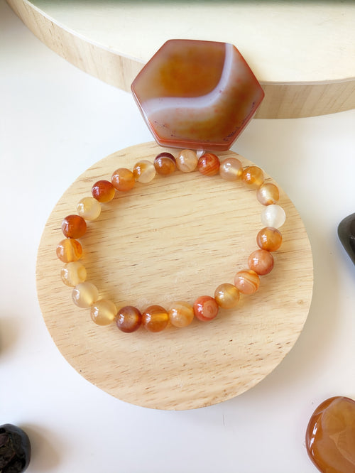 Bracelet uni en cornaline 8mm