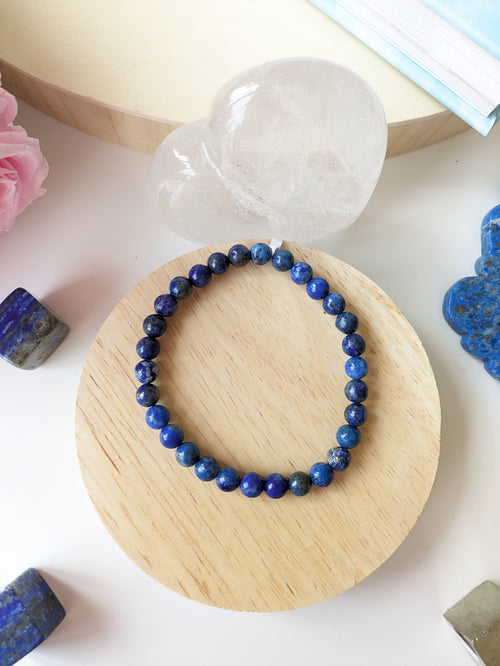 Bracelet uni Lapis lazuli - perles de 6mm