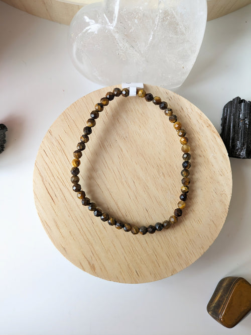 Bracelet uni Oeil de Tigre à facettes 4mm - taille unique