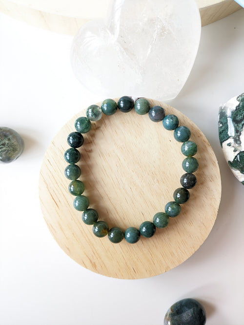 Bracelet uni en agate mousse