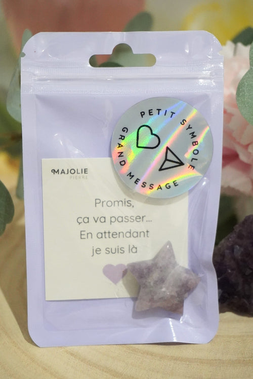 Sachet Pierre et Message : étoile en lepidolite