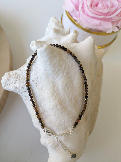 Bracelet en Oeil de Tigre fermoir argent