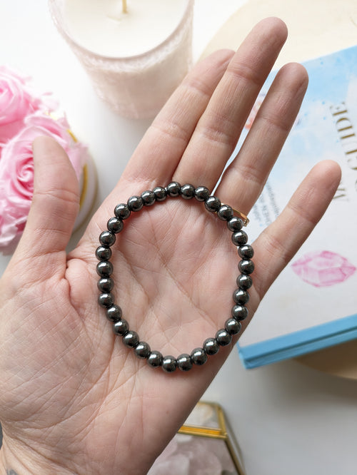 Bracelet uni en hématite - 6mm
